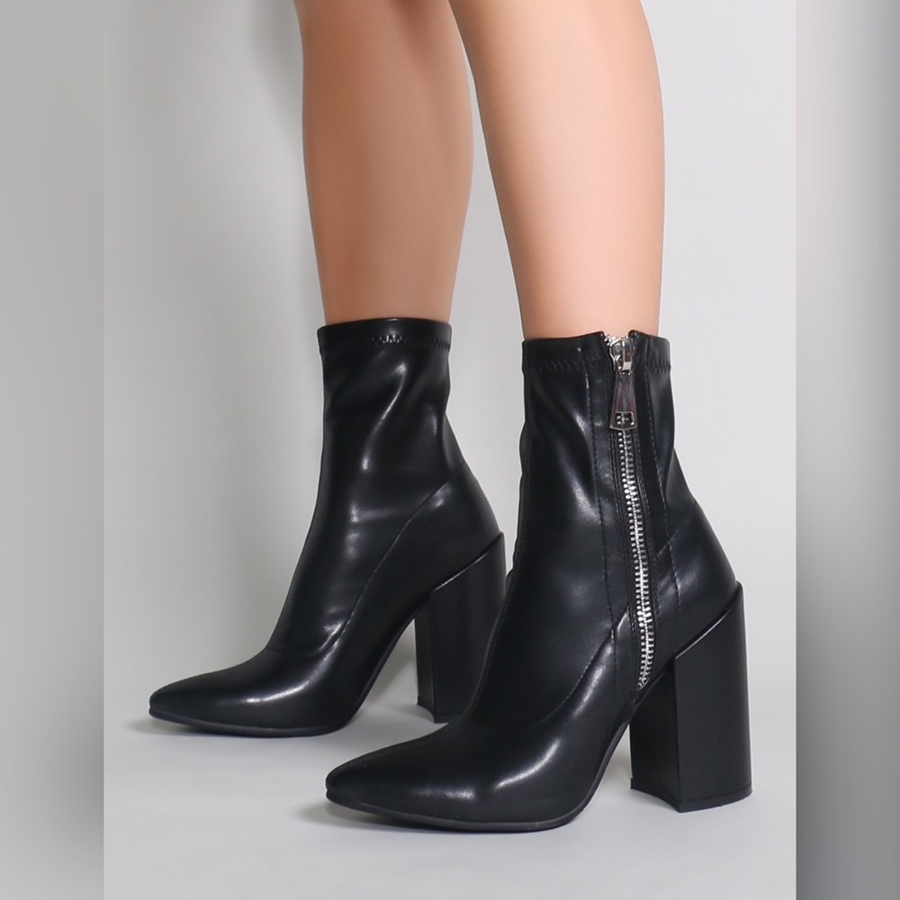 Public Desire Renzo Sock Fit Black Boots
